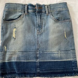 Distressed Denim Mini Skirt